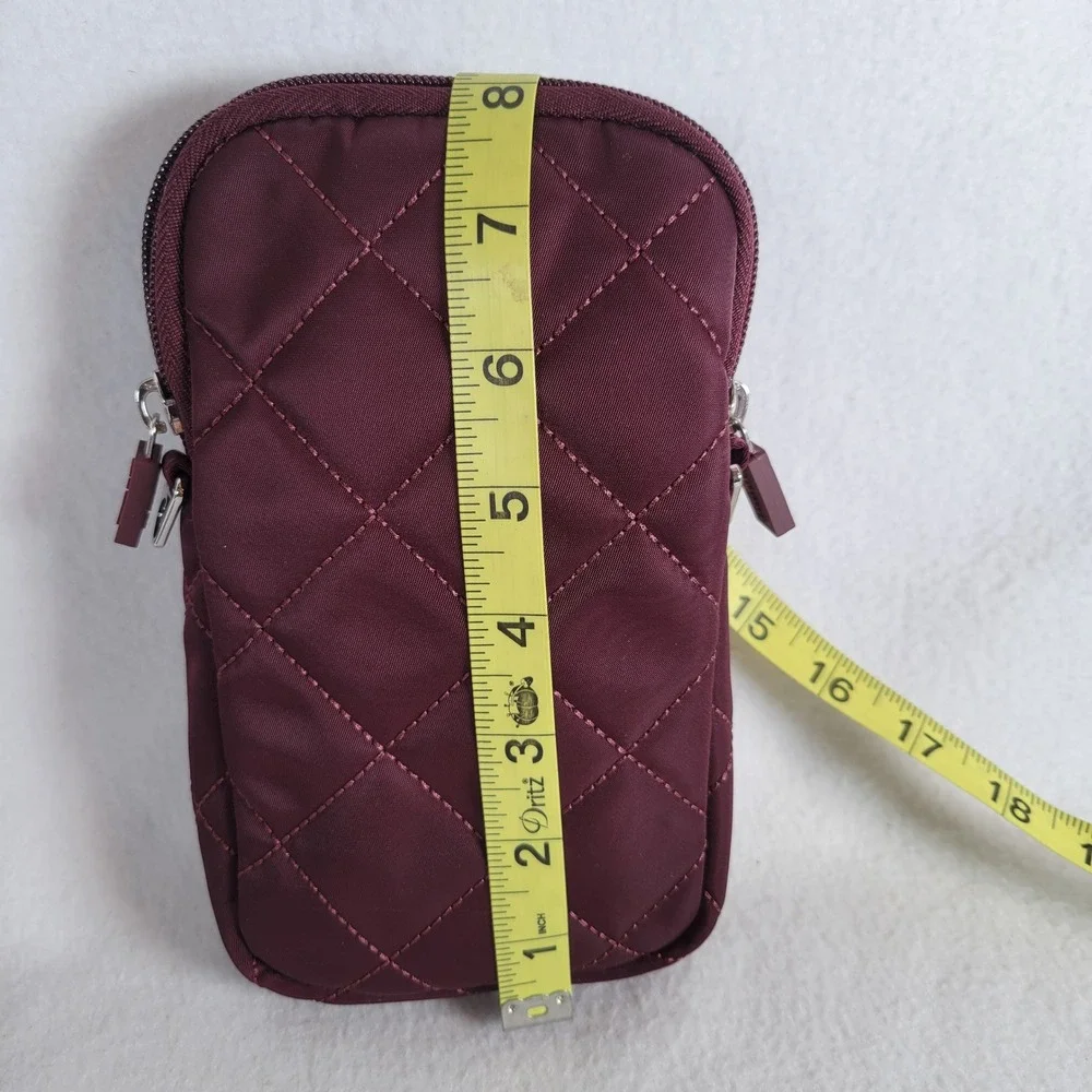 IHKWIP Womens Cellphone Crossbody Chit-Chat RFID Nylon Wallet Burgundy Bag